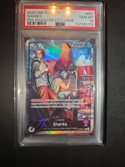 2025 ONE PIECE PROMOS PSA MAGAZINE EXCLUSIVE #001 SHANKS PSA 10 - Image 1