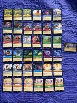 Disney Lorcana The Lion King Theme 37 Card Lot Simba/Nala/Mufasa/Zazu/Rafiki - Image 1