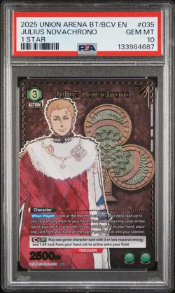 2025 UNION ARENA UE08BT/BCV BLACK CLOVER 1 STAR #035 JULIUS NOVACHRONO PSA 10 - Image 1