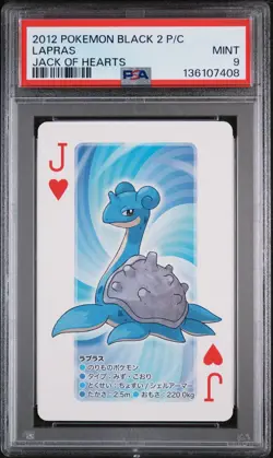 2012 POKEMON BLACK 2 PLAYING CARDS JACK OF HEARTS LAPRAS PSA 9 - Image 1