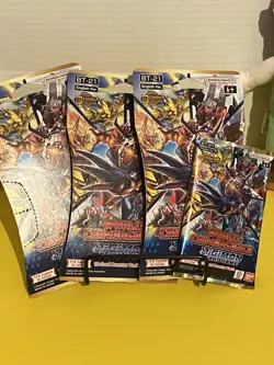 Lot Of (4) Digimon World Convergence Sleeved Booster Packs BT-21. 12 card packs. - Image 1