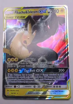 Pokemon TCG Pikachu & Zekrom GX Team Up Holo Card 33/181 NM Condition - Image 1