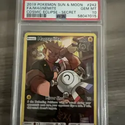 Pokemon TCG Magnemite Holo Secret Rare Card Cosmic Eclipse 242/236 PSA 10 - Image 2
