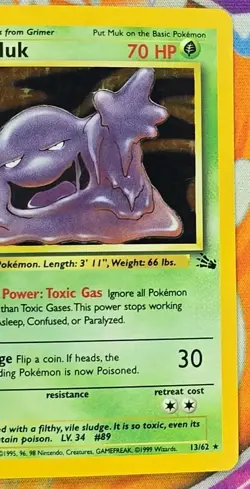 🔥Pokemon TCG Muk Holo Rare Card 13/62 Fossil 1999 WOTC LP/MP Excellent👍📈 - Image 4