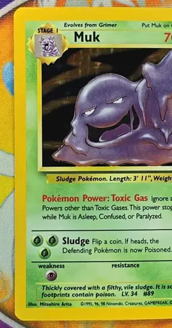 🔥Pokemon TCG Muk Holo Rare Card 13/62 Fossil 1999 WOTC LP/MP Excellent👍📈 - Image 5