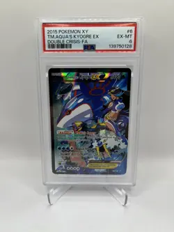 2015 POKEMON XY DOUBLE CRISIS #6 FULL ART/TEAM AQUA'S KYOGRE EX PSA 6 - Image 1