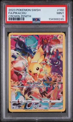 2023 POKEMON SWORD & SHIELD CROWN ZENITH #160 FULL ART/PIKACHU PSA 9 - Image 1