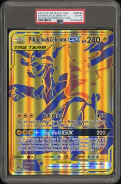 2021 POKEMON SM BLACK STAR PROMO JUMBO #SM248 FULL ART/PIKACHU & ZEKROM GX PSA 6 - Image 1