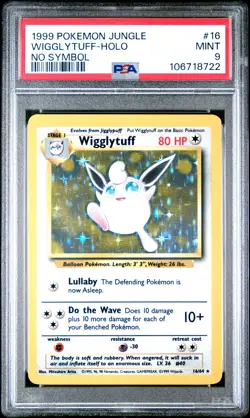 1999 POKEMON JUNGLE NO SYMBOL #16 WIGGLYTUFF-HOLO PSA 9 - Image 1