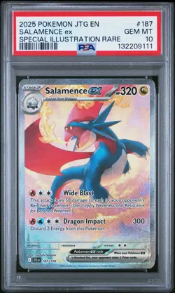2025 POKEMON JOURNEY TOGETHER SPECIAL ILLUSTRATION RARE #187 SALAMENCE EX PSA 10 - Image 1
