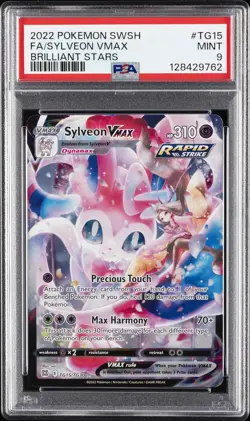 2022 POKEMON SWORD & SHIELD BRILLIANT STARS #TG15 FULL ART/SYLVEON VMAX PSA 9 - Image 1