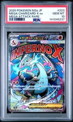 2025 POKEMON JAPANESE MEGA DREAM EX MEGA ATTACK RARE #223 CHARIZARD X EX PSA 10 - Image 1