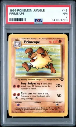 1999 POKEMON JUNGLE #43 PRIMEAPE PSA 7 - Image 1