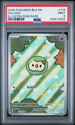 2025 POKEMON BLK EN-BLACK BOLT ILLUSTRATION RARE #118 SOLOSIS PSA 9 - Image 1