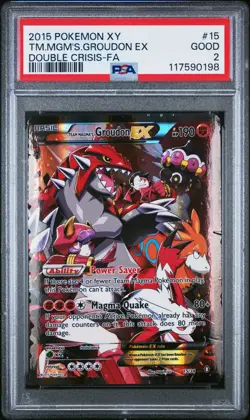 2015 Pokemon Team Magma’s Groudon EX #15 PSA 2 TCG - Image 1
