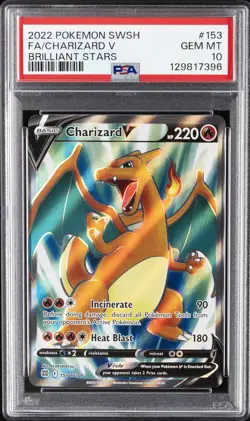 2022 POKEMON SWORD & SHIELD BRILLIANT STARS #153 FULL ART/CHARIZARD V PSA 10 - Image 1