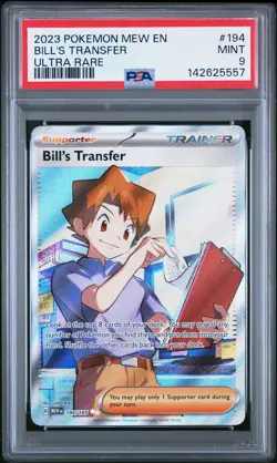 2023 POKEMON MEW EN-151 ULTRA RARE #194 BILL'S TRANSFER PSA 9 - Image 1