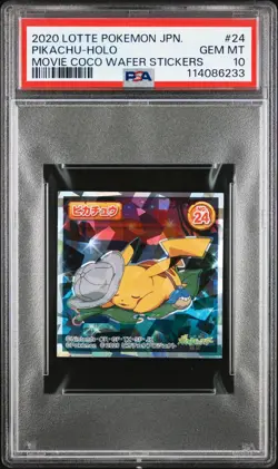 2020 LOTTE POKEMON JPN MOVIE COCO WAFER STICKERS #24 PIKACHU-HOLO PSA 10 - Image 1