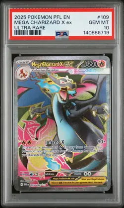 2025 POKEMON PFL EN-PHANTASMAL FLAMES ULTRA RARE #109 MEGA CHARIZARD X EX PSA 10 - Image 1