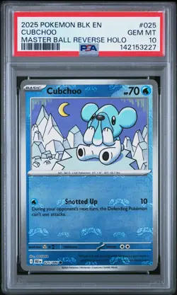 2025 POKEMON BLK EN-BLACK BOLT MASTER BALL REVERSE HOLO #025 CUBCHOO PSA 10 - Image 1