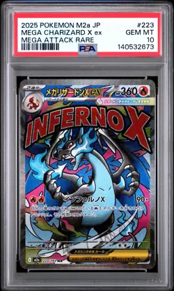 2025 POKEMON JAPANESE MEGA DREAM EX MEGA ATTACK RARE #223 CHARIZARD X EX PSA 10 - Image 1