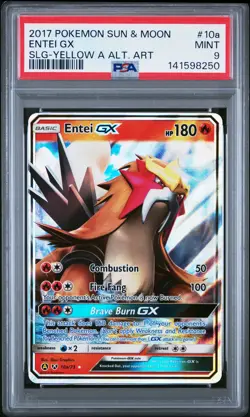 2017 POKEMON SUN & MOON SHINING LEGENDS YELLOW ALTERNATE ART ENTEI GX PSA 9 - Image 1