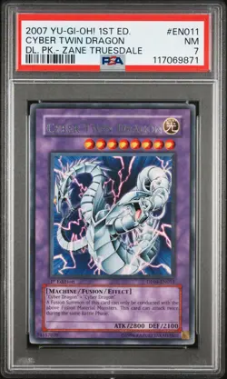 2007 YU-GI-OH! DUELIST PACK: ZANE TRUESDALE 1ST EDITION CYBER TWIN DRAGON PSA 7 - Image 1