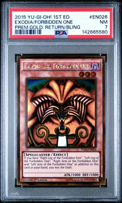 2015 YU-GI-OH! PREMIUM GOLD: RETURN OF THE BLING EXODIA THE FORBIDDEN ONE PSA 7 - Image 1