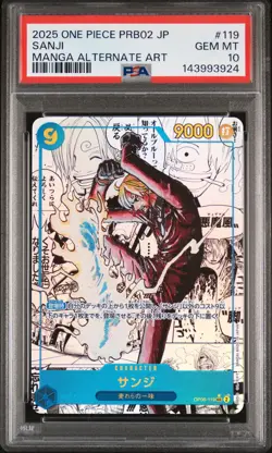 2025 ONE PIECE JAPANESE PRB02-PREMIUM BOOSTER MANGA ALT ART #119 SANJI PSA 10 - Image 1
