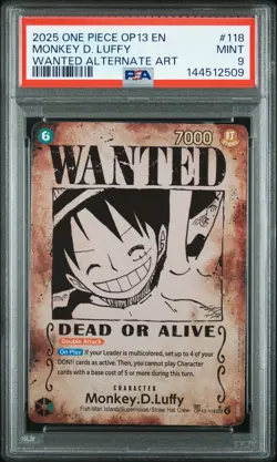 2025 ONE PIECE CARRYING ON HIS WILL WANTED ALT ART #118 MONKEY D. LUFFY PSA 9 - Image 1