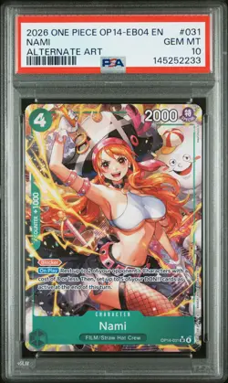 2026 ONE PIECE OP14-EB04-THE AZURE SEA'S SEVEN ALTERNATE ART #031 NAMI PSA 10 - Image 1