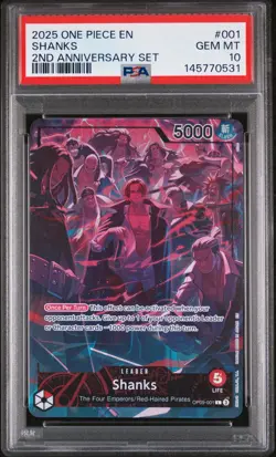 2025 ONE PIECE ENGLISH VERSION 2ND ANNIVERSARY SET #001 SHANKS PSA 10 - Image 1