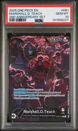 2025 ONE PIECE ENGLISH 2ND ANNIVERSARY SET OP09-081 MARSHALL D TEACH PSA 10 - Image 1