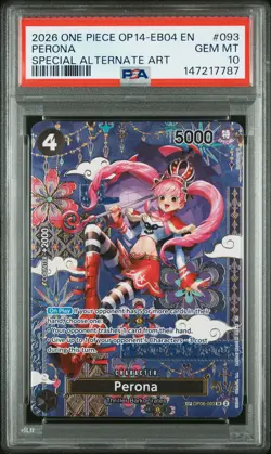 2026 ONE PIECE OP14-EB04-THE AZURE SEA'S SEVEN SPECIAL ALT ART PERONA PSA 10 - Image 1