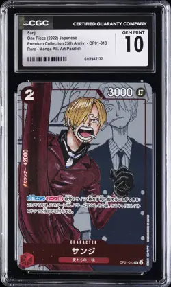 2022 ONE PIECE JAPANESE PREMIUM COLLECTION MANGA ALT ART #OP01-013 SANJI CGC 10 - Image 1