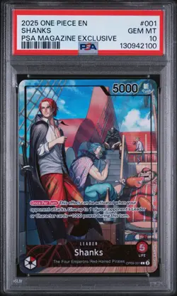 2025 ONE PIECE PROMOS PSA MAGAZINE EXCLUSIVE #001 SHANKS PSA 10 - Image 1