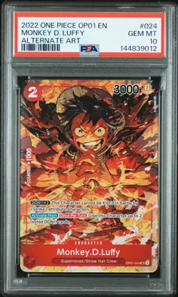 2022 ONE PIECE OP01-ROMANCE DAWN ALTERNATE ART #024 MONKEY D. LUFFY PSA 10 - Image 1