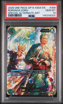 2026 ONE PIECE OP14-EB04-THE AZURE SEA'S SEVEN ALT ART #006 RORONOA ZORO PSA 10 - Image 1