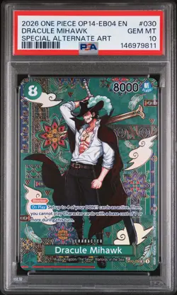 2026 ONE PIECE EB04-THE AZURE SEA'S SEVEN SPECIAL ALT RARE DRACULE MIHAWK PSA 10 - Image 1