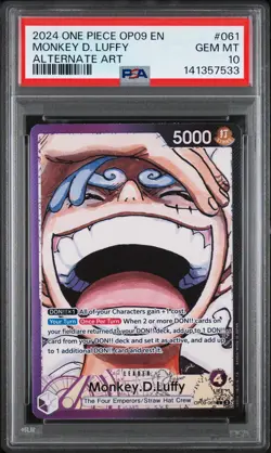 2024 ONE PIECE OP09-EMPERORS IN THE NEW WORLD ALT ART #061 MONKEY D LUFFY PSA 10 - Image 1