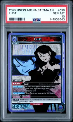 2025 UNION ARENA UE09BT/FMA FULL METAL ALCHEMIST #090 LUST PSA 10 - Image 1