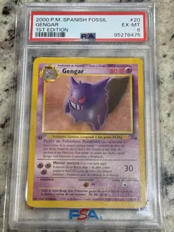 2000 1st Edition Gengar #20 Spanish Fossil Set Pokemon Card Non-Holo PSA 6 - Image 1