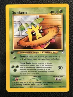 SUNKERN - 78/111 - Neo Genesis - Pokemon Card - NM 1st Edition - Image 1
