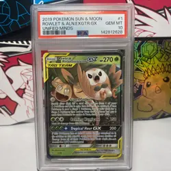 Pokemon TCG Rowlet Alolan Exeggutor Tag Team GX Card 1/236 PSA 10 - Image 1