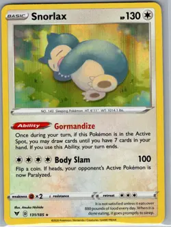 Snorlax 131/185 Holo SWSH04: Vivid Voltage - Pokemon Card - NM - Image 1