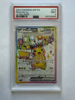 2024 Pokemon Pikachu ex 219/191 PSA 9 Surging Sparks Holo Trading Card Game TCG - Image 1