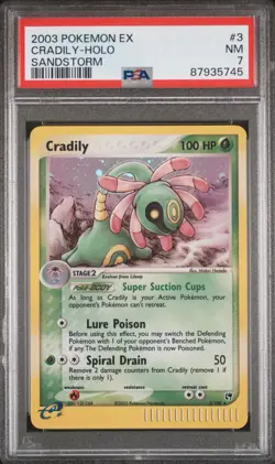 Pokemon Cradily EX Sandstorm 3/100 PSA 7 Holo Rare English Card - Image 1