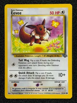 Eevee 51/64 Base Set Series Jungle COMMON Basic Pokemon Card WOTC 1999 NM - Image 1
