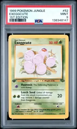 1999 Pokemon Jungle 1st Edition Exeggcute 52 FRESHLY GRADED PSA 9 MINT - Image 1