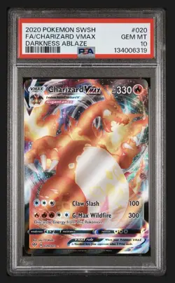 2020 POKEMON SWORD & SHIELD DARKNESS ABLAZE #020 FULL ART/CHARIZARD VMAX PSA 10 - Image 1